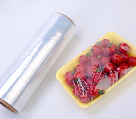 カスタムプリントされたフードグレードのPE Cling Film |食品包装用のストレッチラッピング|ブランド、耐久性、FDA/EU準拠