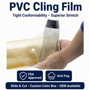 12 インチ幅 PVC 食品粘着フィルム、食品包装用の鮮度保持ストレッチ ラップ フィルム