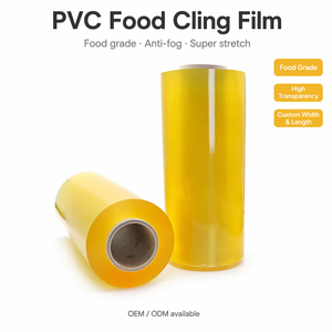 食品グレードの PVC ストレッチ粘着フィルム ロール |スーパーマーケットのケータリング包装用のカスタマイズされたプラスチックラップ食品ラップ